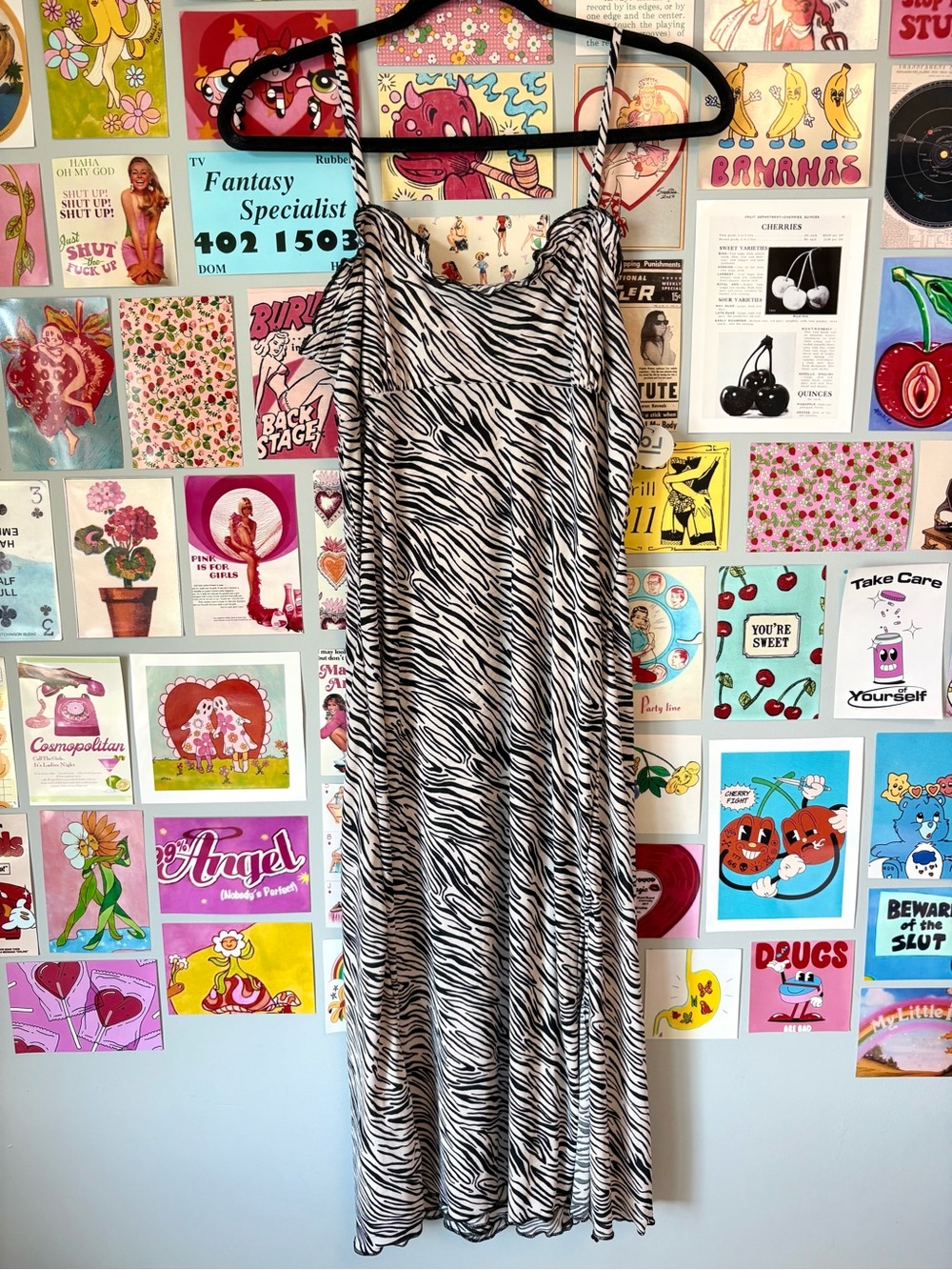 NWT Black & White Zebra Print Animal Print Y2K Maxi Dress